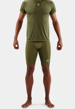 SKINS SHORT SLEEVE - Sport T-shirt - Khaki -Skins 069d659593194ddeb7142e4c1527bd77