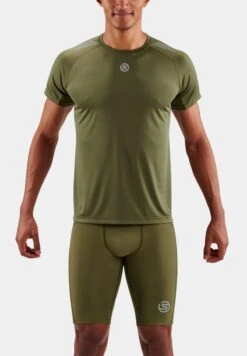 SKINS SHORT SLEEVE - Sport T-shirt - Khaki