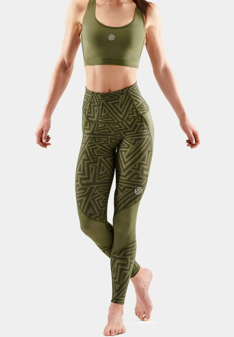 SKINS Tights - Khaki Angle 1 SKINS Tights - Khaki Angle