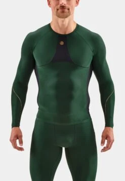SKINS KOMPRESSIONSSHIRT S5 - Langarmshirt - Green Grey