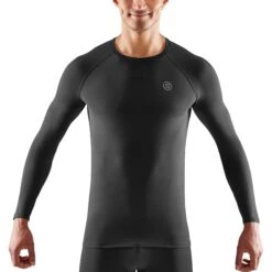 SKINS 3-Series Sleepwear Langarm-Shirt - Schwarz