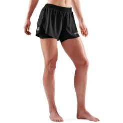 SKINS 3-Series Damen Superpose Fitness-Hose 2-in-1 - Schwarz