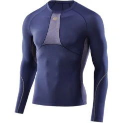 SKINS 5-Series Top Langarm-Shirt - Navy Blue -Skins skins 5 series top long sleeve navy blue 1 1393481