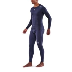 SKINS 3-Series Active Langarm-Shirt - Navy Blue -Skins skins activewear mens 3 series long sleeve top navy blue 3 892235