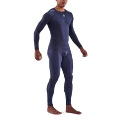 SKINS 3-Series Active Langarm-Shirt - Navy Blue -Skins skins activewear mens 3 series long sleeve top navy blue 4 892236