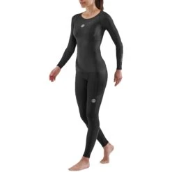 SKINS 3-Series Damen Langarm-Shirt - Schwarz -Skins skins compression 3 series women long sleeve top black 4 941779