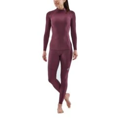 SKINS Compression 3-Series Thermoshirt Damen - Burgundy -Skins skins compression 3 series women thermal long sleeve top burgundy 2 892896