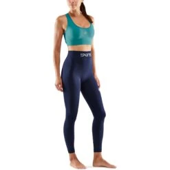 SKINS Compression Damen 3-Series Nahtlose Long Tights - Navy Blue -Skins skins compression 3 series womens seamless long tights navy blue 3 1068047