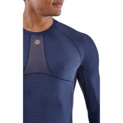 SKINS 5-Series Top Langarm-Shirt - Navy Blue -Skins skins compression 5 series men top long sleeve navy blue 5 893706