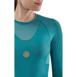SKINS Compression 5-Series Langarmshirt Damen - Teal 12 SKINS Compression 5-Series Langarmshirt Damen - Teal -Skins skins compression 5 series women top long sleeve teal 5 894147